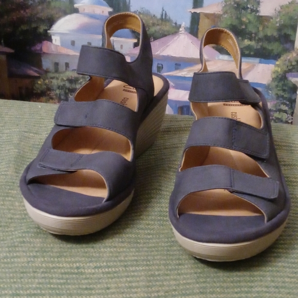 👟👟Clarks Reedly Juno Dark Gray Comfort Sandals Velcro Ortholite Size 7.5 Women - Picture 15 of 16